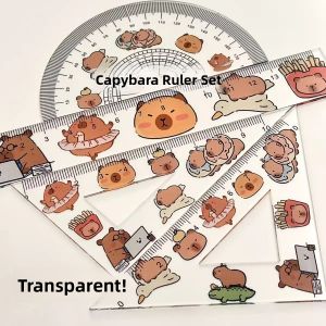 Defjoy Capybara Acrylic Ruler Set Cartoon Student Triangle Ruler Small And Middle School Measurement Tools Learning Supplies