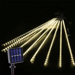 Solar Meteor Shower String Lights  Indoor Outdoor Waterproof Hanging LED Decor Lights for Tree Party Garden Holiday Lighting