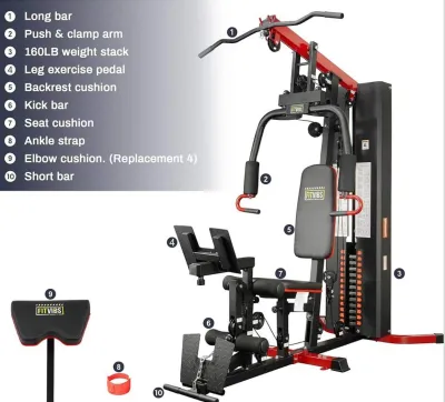 Fitvids Multifunctional Home Gym Equipment with 160 lbs Weight Stack Full Body Workout Weight Machine Strength Training Exercise Equipment with Pulley System & Leg Press All-in-One Workout Station