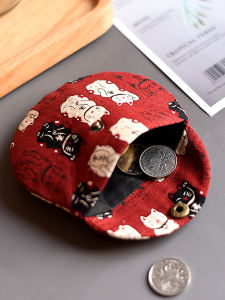 Mini Coin Purse Womens Cute Cotton Fabric Compact Money Bag Japanese Style Hand-Held Artistic Literature Bag for Youth