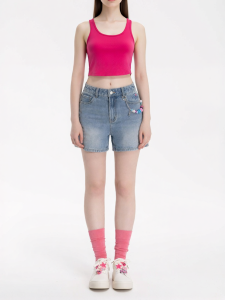 Colorful Beads Chain Decorated Summer New Jean Shorts Comfortable Versatile