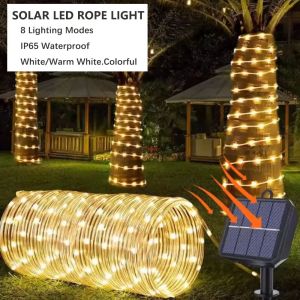 LED Solar String Light Outdoor Garden Lawn Lamp 7M/12M Waterproof Tube Rope Lights Strings Christmas Tree Yard Fence Decor lamp
