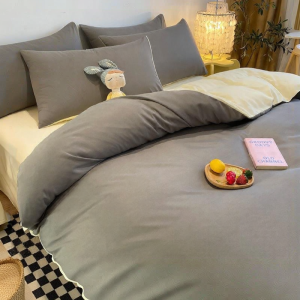 Plain Double-sided Flannel Bedding Set for Student Dorm