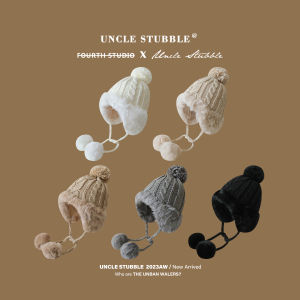 Winter Heattech Rabbit Fur Ushanka Thickened plus Fluff Knitted Hat Plush Travel Cold Protection Earflaps Woolen Cap Girls