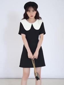 Short Sleeve Mini Dress for Petite Women French Style Summer Office A-Line
