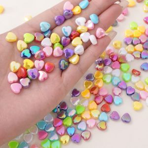 ลูกปัดอะคริลิครูปหัวใจหลากสีขนาด8X9มม. 20กรัม/ถุงสำหรับสร้อยข้อมือทำมือต่างหูสร้อยคอพวงกุญแจอุปกรณ์การทำเครื่องประดับหัตถกรรมแบบ DIY