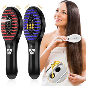 Electric Massage Comb Scalp Massager Hair Growth Anti-Removal Massage Comb Red Blue Light Physiotherapy Oil Control Frizz Soft Scalp Hair Growth Brush