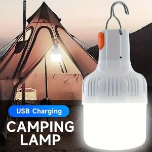 Portable LED travel light bulb with hook USB rechargeable emergency work light handheld floodlight lantern