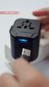 VIVAN Travel Adaptor 12W VPS-T002A Black Dual USB A Multi-country AUS - US - UK - EU