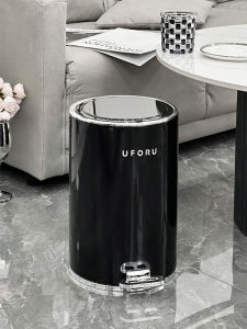 Luxury Stainless Steel Foot Pedal Trash Can Large Capacity Kitchen Bathroom Living Room Household Waste Paper Basket Bin