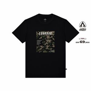 Aerostreet T Shirt Courage Hitam Kaos T-Shirt Tshirt AACAA