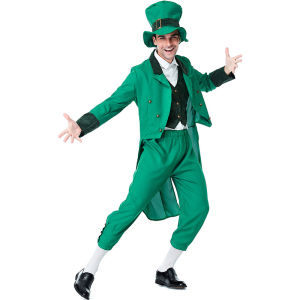Adult Male Elf Costume Tailcoat for Saint Patricks Day Halloween Cosplay Fairy Dress up Mens Elf Outfit Party Attire