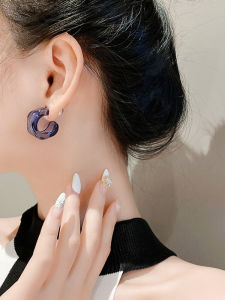 925 Silver Needle Acrylic C- Shaped Ear Ring Trendy Youth Fashion European and American Style Popular French Style Design Earrings for Women Ear Rings