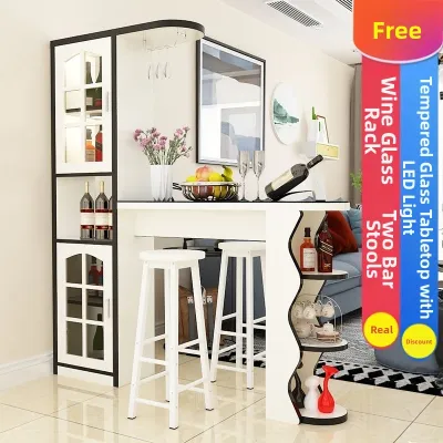 Simplicity European Bar Table Console Cabinet Moveable Wall-leaning Kitchen Partition Wine Cabinet