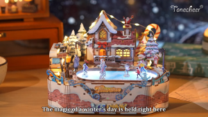 Tonecheer Ice Rink Rotating Music Box (TQ079) DIY Wooden Musical Movement Box