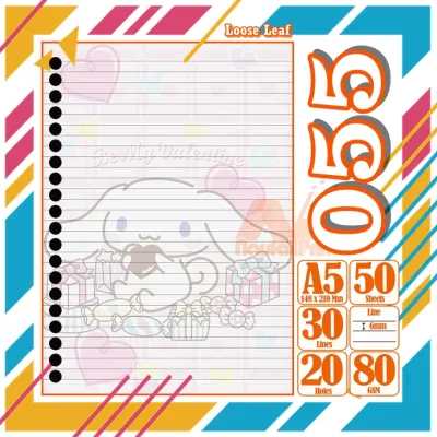 Binder A5 Loose Leaf Leef Karakter Cinomorol hello kitty kucing lucu kartun Isi 50 Lembar isi Ulang full warna lucu pelajar buku mahasiswa sekolah siswa kertas Vol- 9