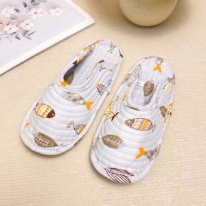 Silent Indoor Cotton Slippers Comfortable Home Fabric Slip-On Shoes Pure Cotton Head-Enclosed Floor Slippers for Adults