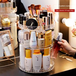 Charm Fashion Cosmetics Storage Box Transparent Rotate Dormitory Desktop Student Lipstick Acrylic Dressing Table Storage Rack