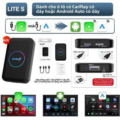Hộp Android AI Carlinkit 2026 Đầy Đủ Tính Năng Hỗ Trợ CarPlay Không Dây Android Auto HDMI Netflix YouTube WiFi 2.4Ghz & 5Ghz Kết Nối Tự Động BLE