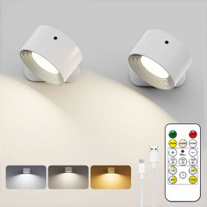 LED Magnetic Wall Sconce Lights USB Rechargeable Wall Mounted Lights with Remote 3 Lighting Colors and Dimmable 360° R