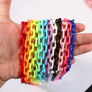 10pcs/lot 50cm Colorful Acrylic Chains Square Bulk Link Chains For Jewelry Making Connector DIY Phone Chain Bags Accessories