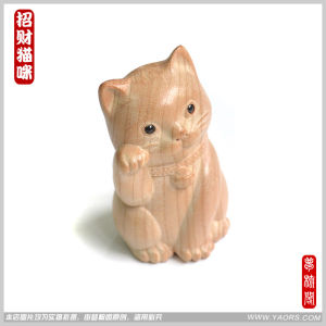 Đồ Trang Trí Bằng Gỗ Đào Không Sơn Thủ Công Nghệ Thuật Điêu Khắc Trang Trí Nhà Hình Con Mèo May Mắn Đồ Trang Trí Nhà Thủ Công