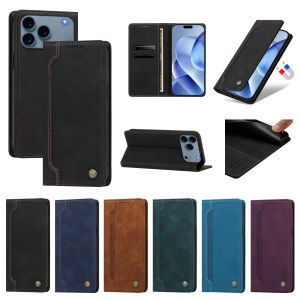 Vintage Magnetic Flip Wallet Phone Case For iPhone 18 Pro Max 17 air 16 plus 15 14 Premium PU Leather Multi Card Slots Kickstand Cover Shockproof Business Protective Casing