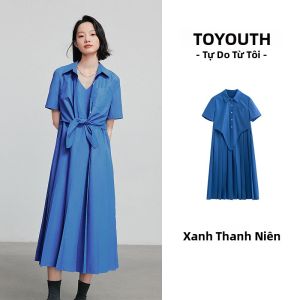 Toyouth | Đầm Áo Sơ Mi Nếp Ly Kết Hợp Dây Nịt