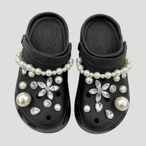 Crocs Jibbitz ไข่มุกเพชรคริสตัลโซ่รองเท้ามุกแต่งด้วยหัวเข็มขัดสไตล์หรูหรา22ชิ้นสำหรับ Crocs