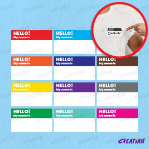 CREATIAH | HELLO Name Tag Stickers Assorted 24/60pcs (3.5"x2"each) Themed Party School Home Office