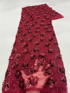 Vải Lưới Thêu Hạt Cườm Nigeria Châu Phi Cao Cấp Đính Sequin Pháp Dùng May Váy Dự Tiệc Cưới Thời Trang
