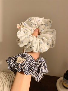 Blue Floral Korean Style Clean Cold Hair Accessories for Women Large Size Versatile Hair Rope Spring Summer High-End Hair Accessories