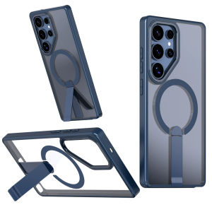 Hidden Metal Stand Magnetic Case for Samsung Galaxy S26 S23 Ultra S25 Fe Edge S24 Plus S25FE for Magsafe Mac Safe Phone Cover