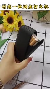 [🇵🇭 24h Delivery] Dollyy 10pack Imitation Leather Cigarette Case With Lighter Usb Tungsten Cigarette Box Waterproof Automatic Pop-Up Moisture Proof Cigarette Clip Men Women Metal Holder