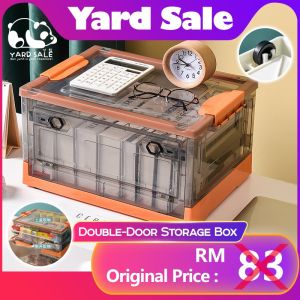Yard Sale-Folding Double-Door Storage Box Bins Large Transparent Box Multifunction Stackable Organizer Handle Baskets Storage Box