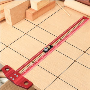 Wnew | 500mm Aluminum T-Square Scribe Adjustable Hollow Drilling Positioning Jig Woodworking Marking Gauge & Layout Ruler