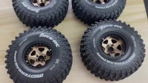 Mâm Xe Nhôm 1.9 Beadlock Lệch Âm -10mm Với Lốp Mud Slingers Dành Cho Xe RC Crawler 1/10 SCX10 TRX4 VS4-10 Gen8 RC4WD