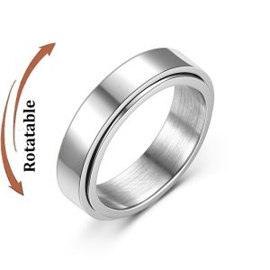 Anti Stress Rotating Couple Rings For Lovers Smooth Stainless Steel Knuckle Anti Anxiety Ring Fidget Spinner Anillo Antiestres