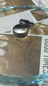 Damascus steel grain titanium steel to ring 6 / 8mm inside and outside the spherical ring