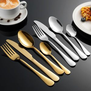 ชุดเครื่องใช้โต๊ะสแตนเลส 304 ส้อม ช้อน มีด ช้อนมีดและชุดส้อม ช้อนขนม มีดและช้อน ชุดเครื่องใช้โต๊ะสแตนเลสเงิน 4 ชิ้น ชุดมีดหนา