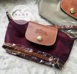 Womens Nylon Pouch with Leather Flap | Make up Organizer for Work & Travel