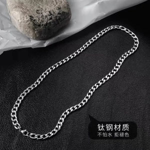New Arrival Tibetan Gold Cuban Necklace Mens Trendy Easiest for Match High Street Accessories Womens Clavicle Chain Sports Fitness Titanium Steel Sweater Chain