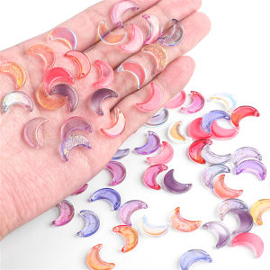 10pcs Moon Shape Rainbow Crystal Glass Beads Charm Pendants for Necklace Bracelet Earring DIY Jewelry Making