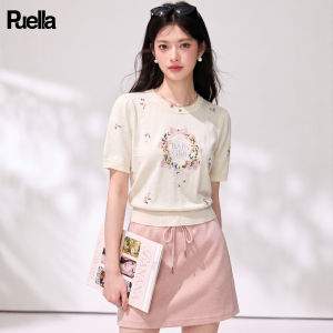puella | French Sweet Flower Embroidery Slimming Top