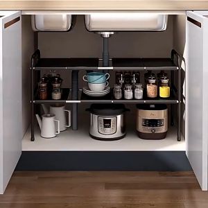 Rak Panci Bawah Wastafel Stainless Steel Serbaguna Untuk Penyimpanan Dapur