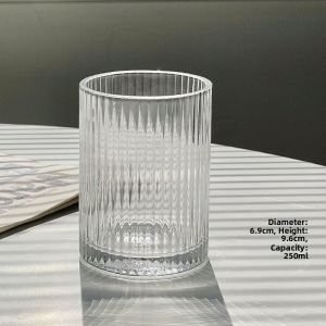 Simple Stripe Glass Cup for Drinking Water And Beverages Coffee And Milk Juice American Style Ice Coffee Glass Cup for Home Use