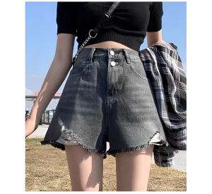 LUCRETIA - 332 Celana jeans pendek wanita high waist korean style hot pants pendek wanita import kekinian