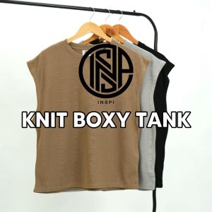 COLLAB by Inspi Knit Muscle Tee for Men and Women Stretchable Boxy Fit Breathable Plus Size Shirt Collection Menswear Korean Style Tops