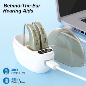 Auxiliary headphones sound amplifier noise reduction adjustable volume hanging ear with charging case