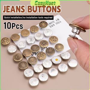 C.N Jeans Buttons Adjustable Detachable Pants Snap Sewing-free Metal Buckle 10Pcs/pack